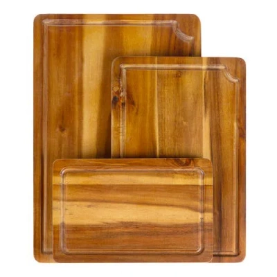 Jonathan Y Designs Hespera Handcrafted Acacia Wood Grain Reversible Cutting Board With Juice Grooves In Brown
