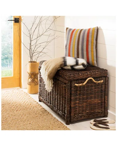 Jonathan Y Designs Jacob Wicker Storage Trunk In Brown