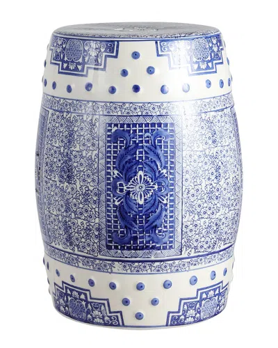 Jonathan Y Designs Jonathan Y Acanthus Chinoiserie Ceramic Drum Garden Stool In Blue