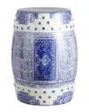 Jonathan Y Designs Jonathan Y Acanthus Chinoiserie Ceramic Drum Garden Stool In Blue