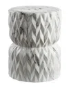 Jonathan Y Designs Jonathan Y Chevron Drum White Marble Finish Ceramic Garden Stool In White