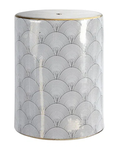 Jonathan Y Designs Jonathan Y Fish Scale Modern Ceramic Garden Stool In White