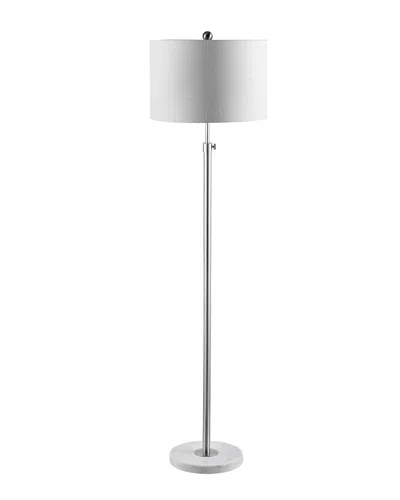 Jonathan Y Designs Jonathan Y June 65in Adjustable Metal/marble Led Floor Lamp In Silver
