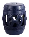 Jonathan Y Designs Jonathan Y Lucky Coins 16in Chinese Ceramic Drum Garden Stool In Navy