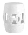 Jonathan Y Designs Jonathan Y Lucky Coins 16in Chinese Ceramic Drum Garden Stool In White
