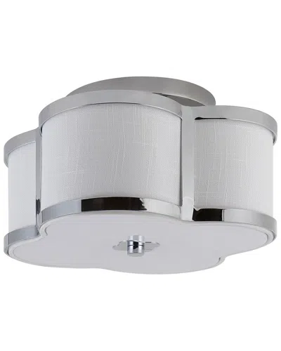 Jonathan Y Designs Jonathan Y Quatrefoil 13in Scalloped Shade Metal Classic Glam Led Flush Mount In Silver