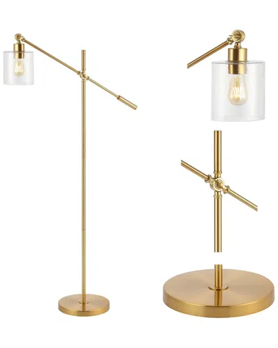 JONATHAN Y JONATHAN Y DESIGNS KATHRYN CLASSIC 60 IRON SEEDED GLASS ADJUSTABLE HEAD MODERN LED FLOOR LAMP