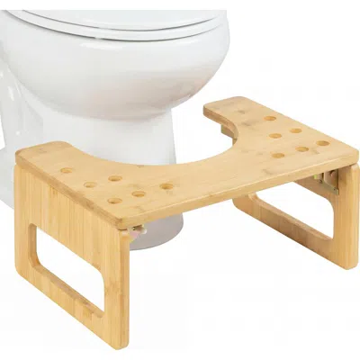 Jonathan Y Designs Koji 7 In. H Handcrafted Foldable Space-saving Squat Toilet Potty Step Stool In Brown