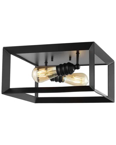 Jonathan Y Designs Marfa Square 13 2 Light Iron Modern Farmhouse Led Flush Mount In Metallic