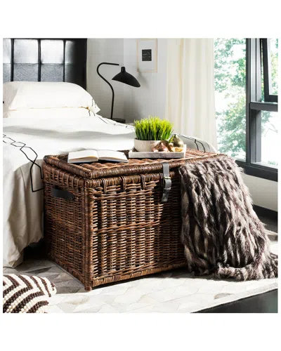Jonathan Y Designs Michael Wicker Storage Trunk In Brown