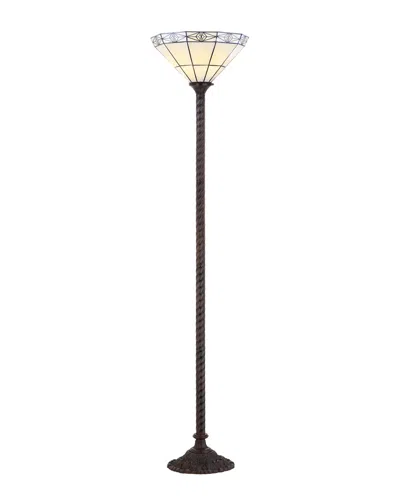 Jonathan Y Designs Moore Tiffany-style 68.57in Torchiere Floor Lamp In Black