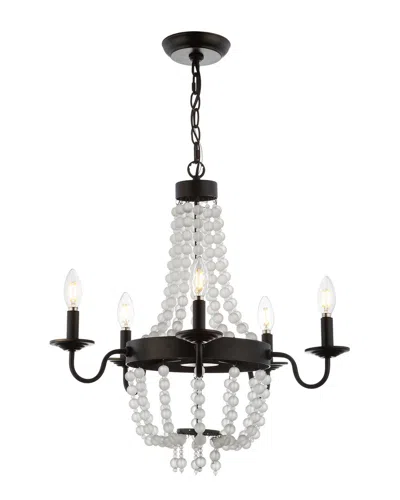 Jonathan Y Designs Nova 5-light 21.5in Acrylic Beaded Chandelier In Black
