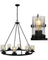Jonathan Y Designs Pablo Ring 33 5 8 Light Iron Seeded Glass Bohemian Cottae Ledchandelier In Metallic
