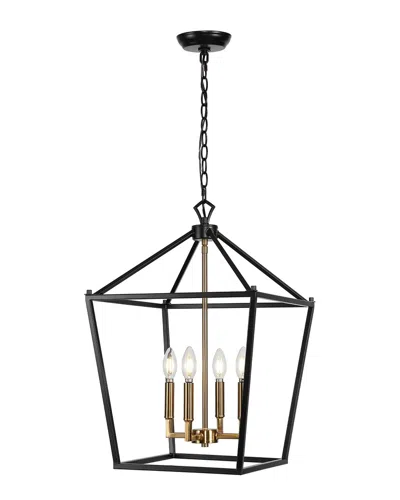 Jonathan Y Designs Pagoda 16 4 Bulb Lantern Metal Led Pendant In Metallic
