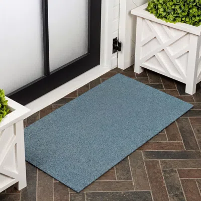 Jonathan Y Designs Peater Classic Casual Commercial Natural Coir Indoor/outdoor Mat In Blue