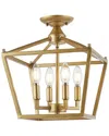 Jonathan Y Designs Plains Mini Lantern 12 4 Light Iron Modern Farmhouse Led Flush Mount In Brass