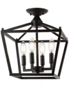 Jonathan Y Designs Plains Mini Lantern 12 4 Light Iron Modern Farmhouse Led Flush Mount In Metallic