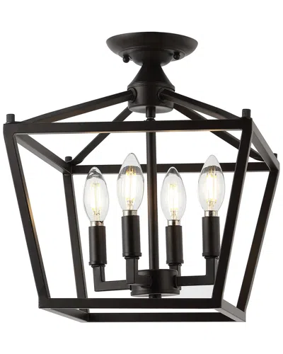 Jonathan Y Designs Plains Mini Lantern 12 4 Light Iron Modern Farmhouse Led Flush Mount In Metallic