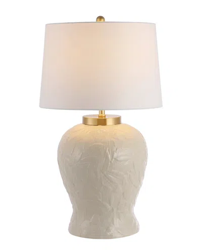 Jonathan Y Designs Regency Palm Leaf 31 5 Ceramic Metal Bohemian Cottage Led Table Lamp In Neutral