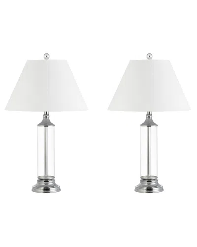 Jonathan Y Designs Set Of 2 Astor 29in Glass Led Table Lamps In Transparent