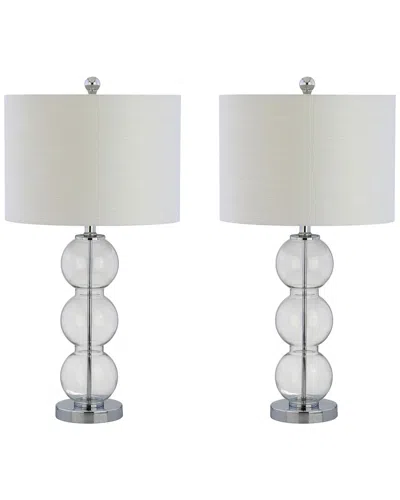 Jonathan Y Designs Set Of 2 Bella 27in Glass Triple-sphere Led Table Lamps In White