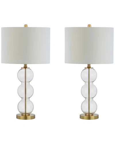 Jonathan Y Designs Set Of 2 Bella 27in Glass Triple-sphere Table Lamps In White