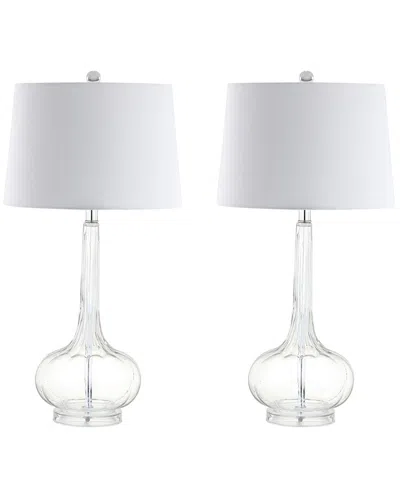 Jonathan Y Designs Set Of 2 Bette 28.5in Glass Teardrop Table Lamps In White