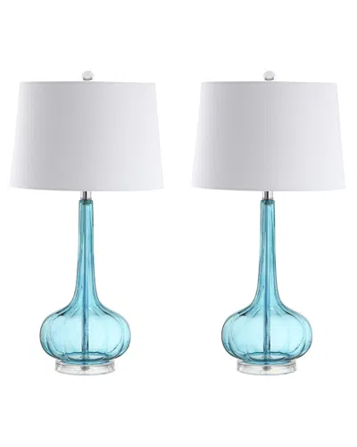 Jonathan Y Designs Set Of 2 Bette 28.5in Glass Teardrop Table Lamps In Blue
