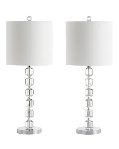 Jonathan Y Designs Set Of 2 Cary 27.5in Modern Stacked Led Table Lamps In Silver