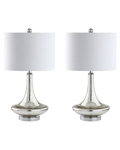 Jonathan Y Designs Set Of 2 Cecile 25.5in Glass Teardrop Table Lamps In White