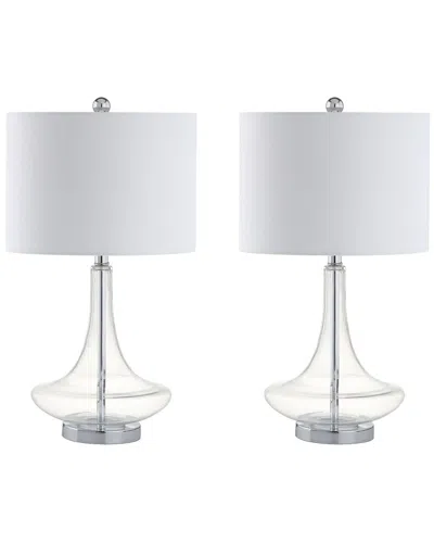 Jonathan Y Designs Set Of 2 Cecile 25.5in Glass Teardrop Table Lamps In White