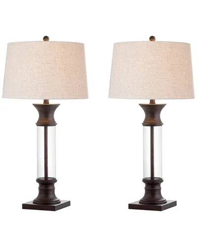 Jonathan Y Designs Set Of 2 Hunter 32in Metal & Glass Led Table Lamps