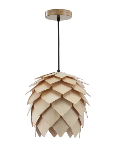 Jonathan Y Designs Simon 11.75in Pinecone Wood Led Pendant In Multi