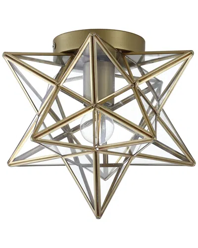 Jonathan Y Designs Stella 9.75in Moravian Star Led Pendant In Brown