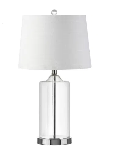 Jonathan Y Designs Walsh 25in Glass Table Lamp In White