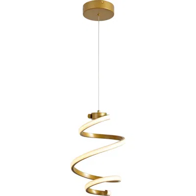 Jonathan Y Designs Whirl 11" 1-light Modern Minimalist Metal Helix Swirl Abstract Integrated Led Pen In Gold Painting