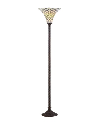 Jonathan Y Designs White Tiffany-style 70in Torchiere Floor Lamp