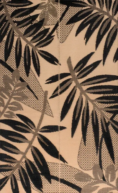 Jonathan Y Designs Wilde Classic Botanical Foldable Waterproof Reversible Plastic Straw Outdoor Rug In Black/cream