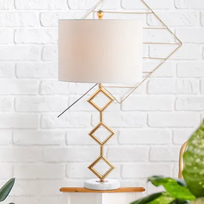 Jonathan Y Diamante 29.5" Modern Gilt Metal With Marble Base Led Table Lamp In Gold