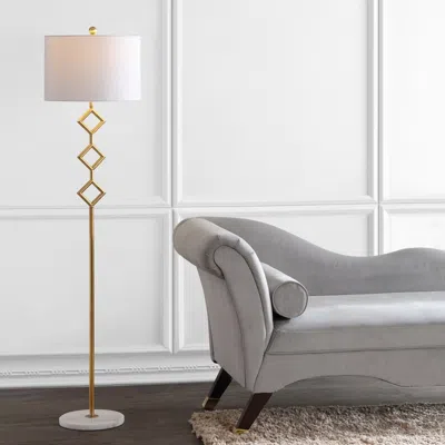 Jonathan Y Diamante 61.5" Modern Gilt Metal With Marble Based Led Floor Lamp In Neutral