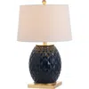 Jonathan Y Diamond 25.5" Led Glass/metal Table Lamp In Navy/gold