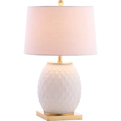 Jonathan Y Diamond 25.5" Led Glass/metal Table Lamp In White/gold