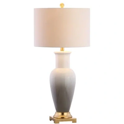 Jonathan Y Dip Dye 31.5" Ceramic Led Table Lamp In White/gray