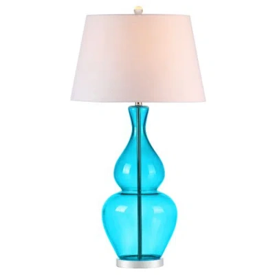 Jonathan Y Designs Dixon 33.5in Glass Table Lamp In Turquoise