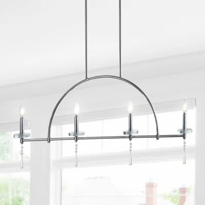 Jonathan Y Doris 41" 4-light Linear Metal/crystal Led Pendant In Gray