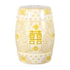 Jonathan Y Double Happiness 18" Chinoiserie Ceramic Drum Garden Stool In Yellow