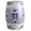 Jonathan Y Double Happiness 18" Chinoiserie Ceramic Drum Garden Stool In Blue