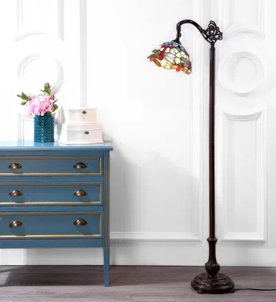 Jonathan Y Dragonfly Tiffany-style 60" Arched Led Floor Lamp In Black