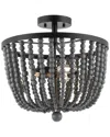 Jonathan Y Drift Wood Bead 16in 3-light Led Semi Flush Mount In Gray