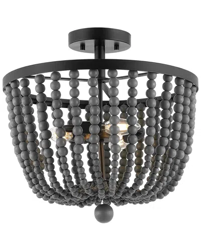 Jonathan Y Drift Wood Bead 16in 3-light Led Semi Flush Mount In Black